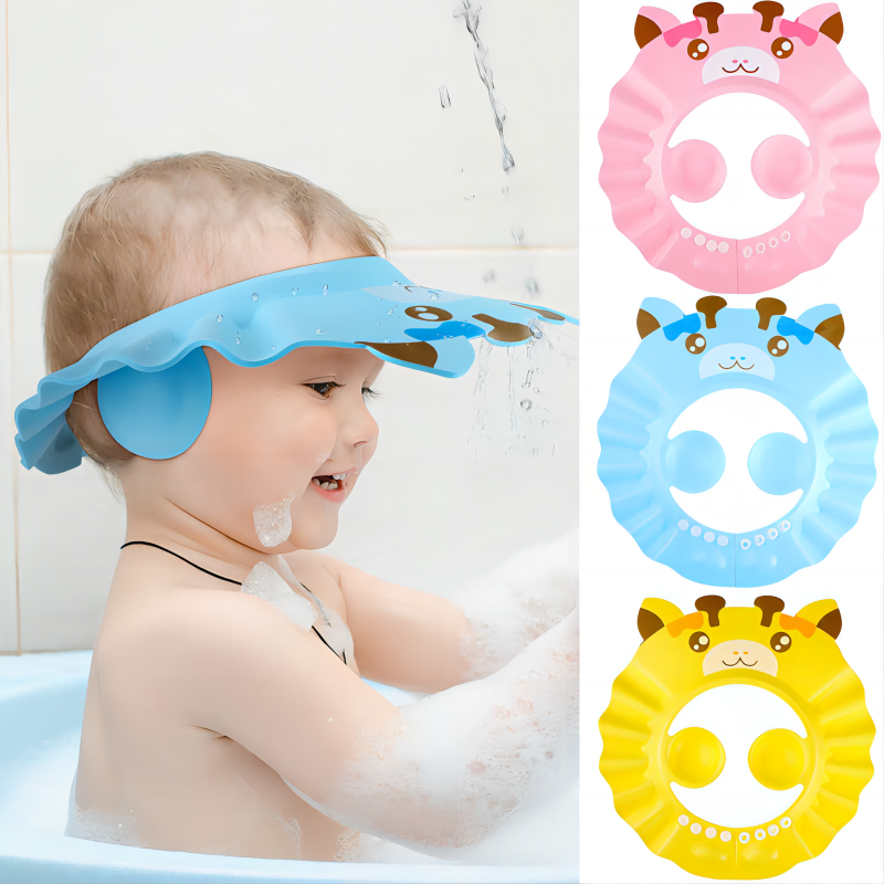 Justerbar mjuk baby badchampo duschskydd hatt eva barn öron duschkappbit baby dusch mössa för småbarn